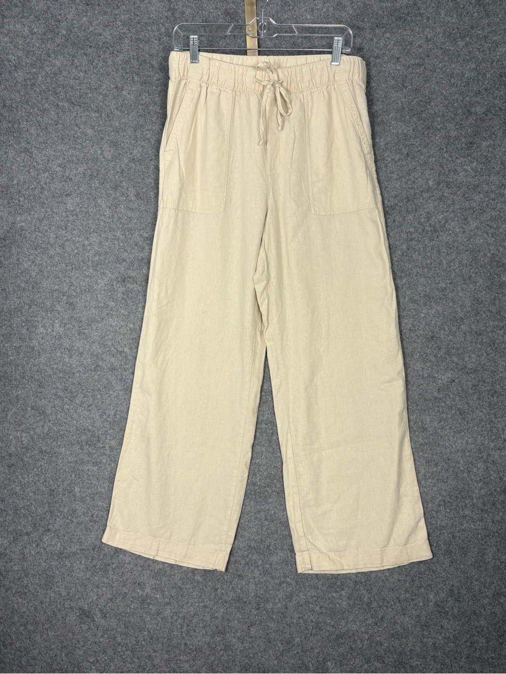 GAP Cream Linen Blend Wide Leg Drawstring Pants M